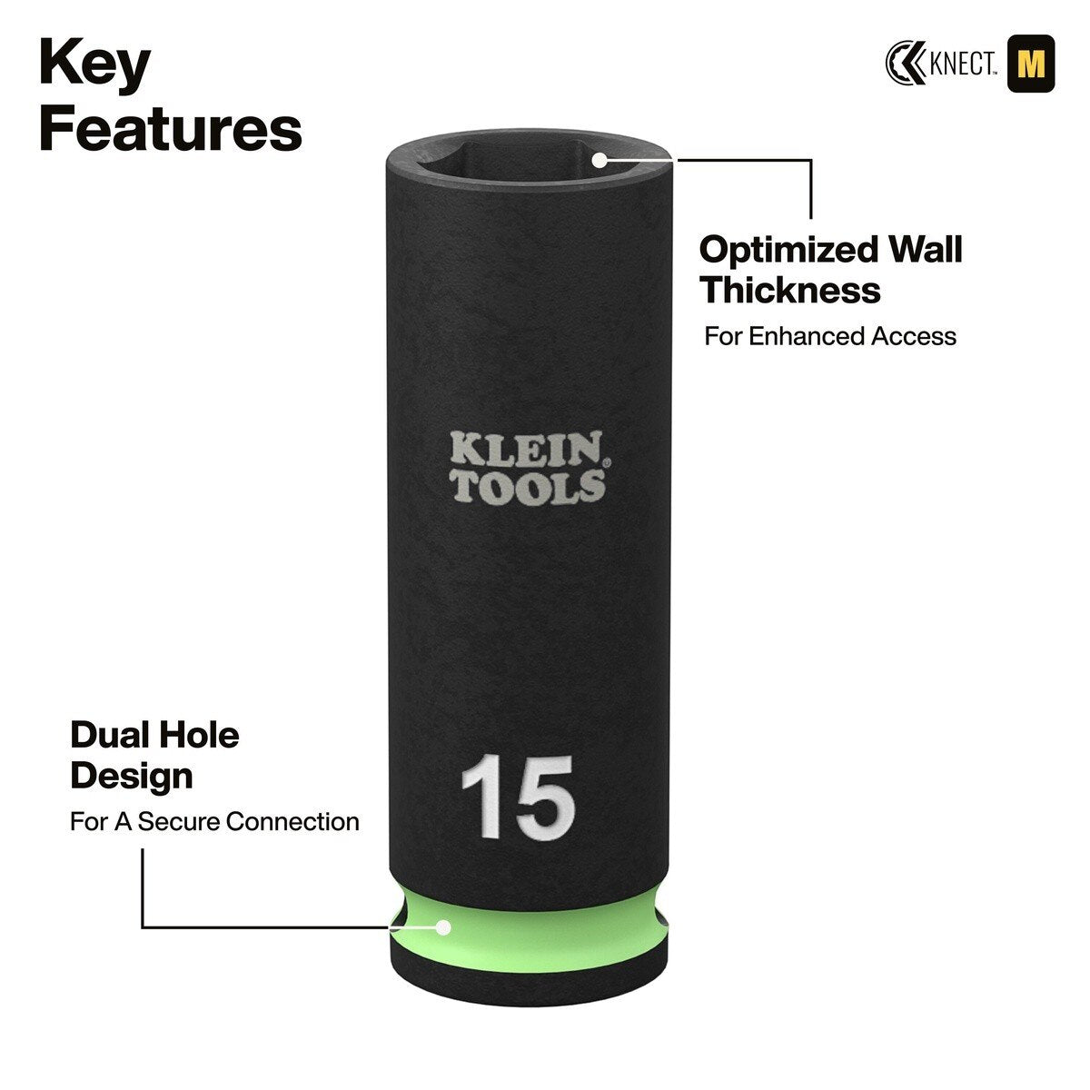Klein 65148HD 3/8 in. Deep and Shallow Impact Socket Set SAE and Metric with Case (44 Piece Set) - 4