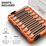 Klein 652216HEXL Long Hex Bit Socket Set, SAE and Metric for Fastening and Driving (16 Piece) - 2
