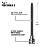 Klein 652216HEXL Long Hex Bit Socket Set, SAE and Metric for Fastening and Driving (16 Piece) - 3