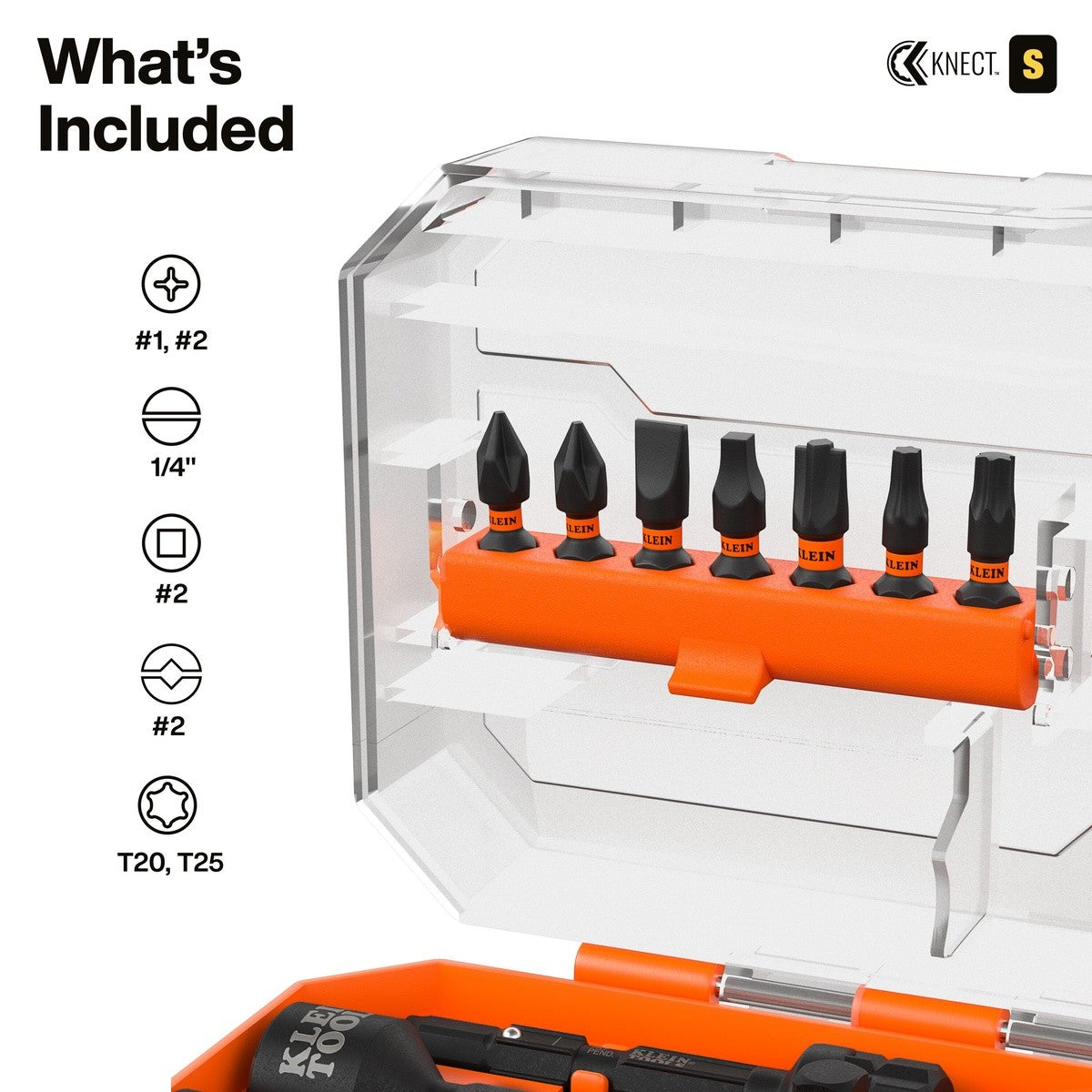 Klein 65301KNECT KNECT SAE 1/4" Drive Pass-Through and Flip Socket Starter Set with Ratchet and Case (23-Piece) - 3