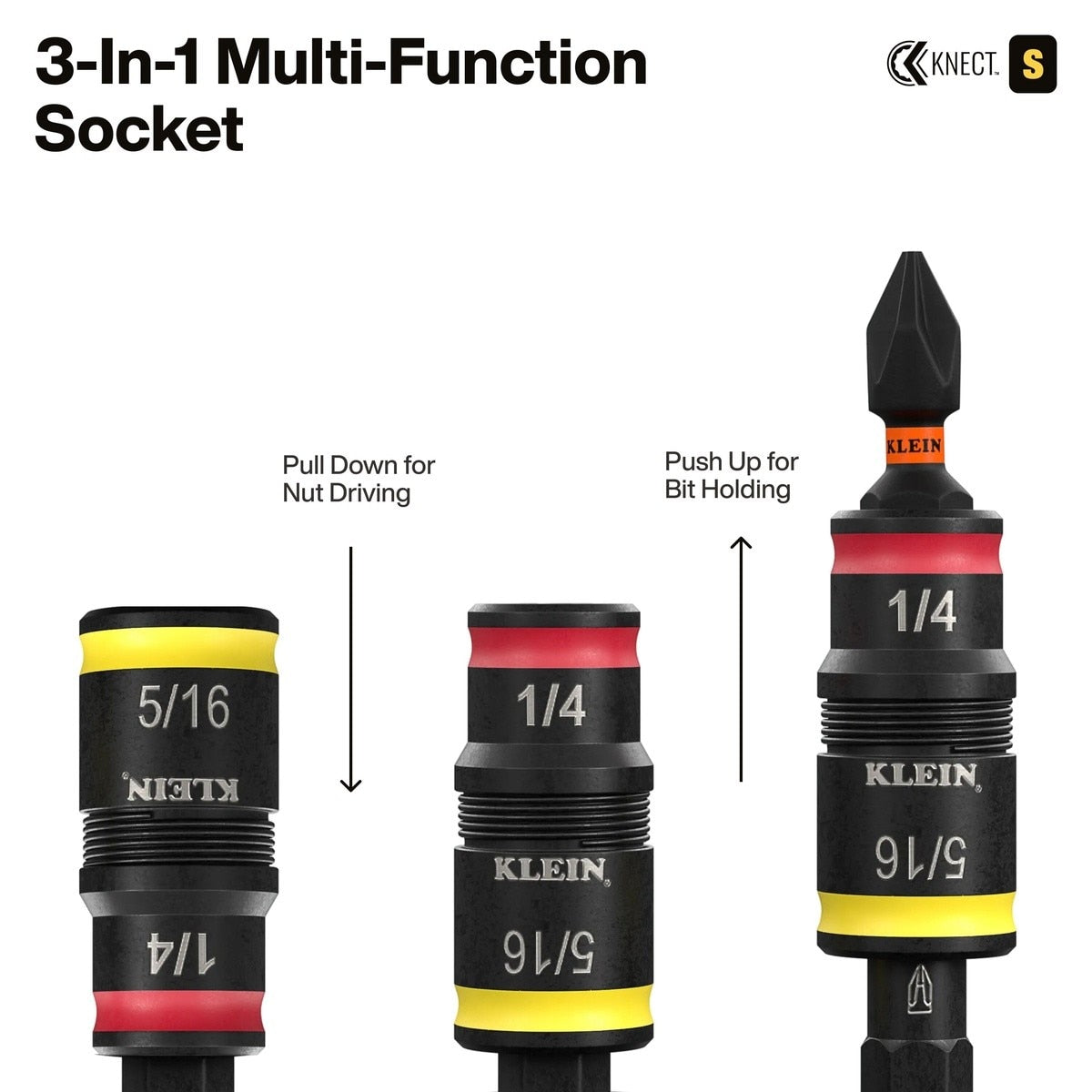 Klein 65301KNECT KNECT SAE 1/4" Drive Pass-Through and Flip Socket Starter Set with Ratchet and Case (23-Piece) - 8