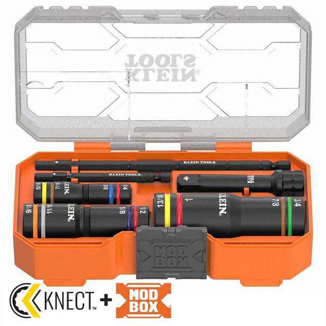 Klein 653QS KNECT Quad-12 Deep-Well Heavy-Duty Impact Flip Sockets, SAE, 6-Piece