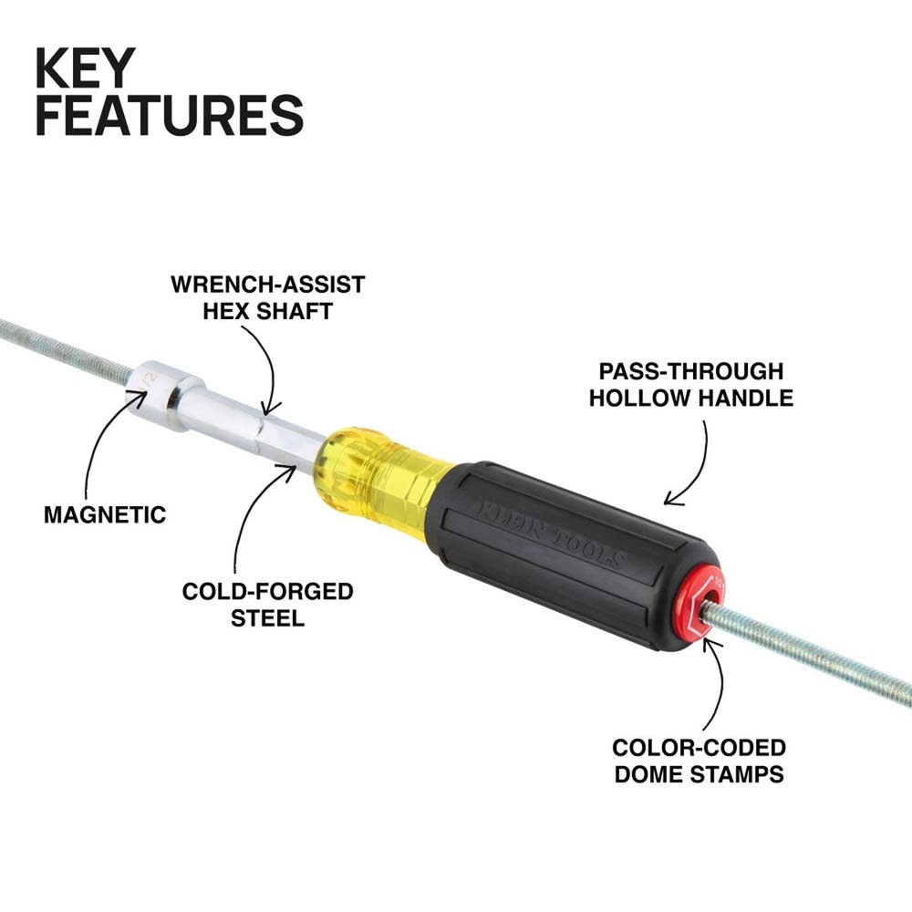 Klein 65412 Color-Coded Hollow-Shaft Heavy-Duty Nut Driver, 1/2-Inch - 2