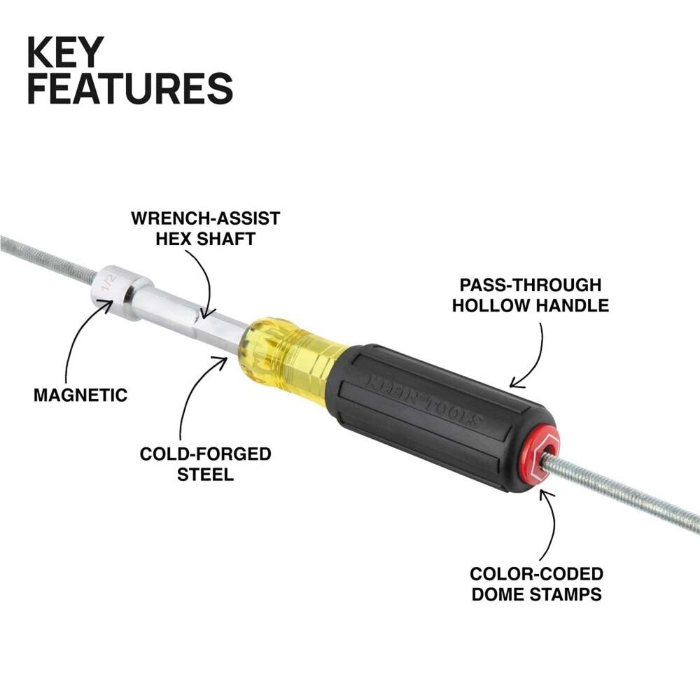 Klein 65414 Color-Coded Hollow-Shaft Heavy-Duty Nut Driver, 1/4-Inch - 2