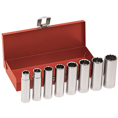 Klein Tools 65514 1/2" Drive Deep Socket Wrench Set, 8-Piece