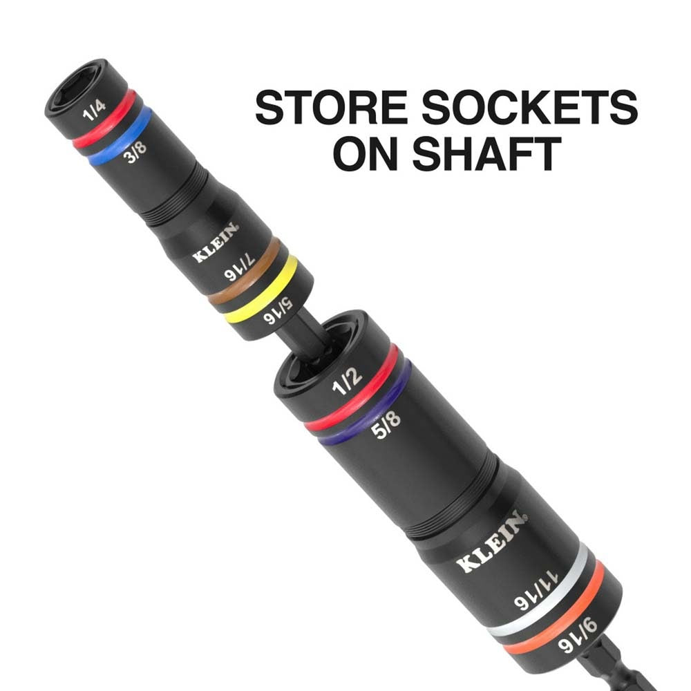 Klein 656QS KNECT Quad-24 Heavy-Duty Impact Flip Sockets, SAE and Metric, 9-Piece - 5
