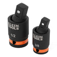 Klein 65842SW Swivel Impact Wrench Adapter Set 3/8 in. and 1/2 in. Drive for Angled Socket Access (2 Piece)