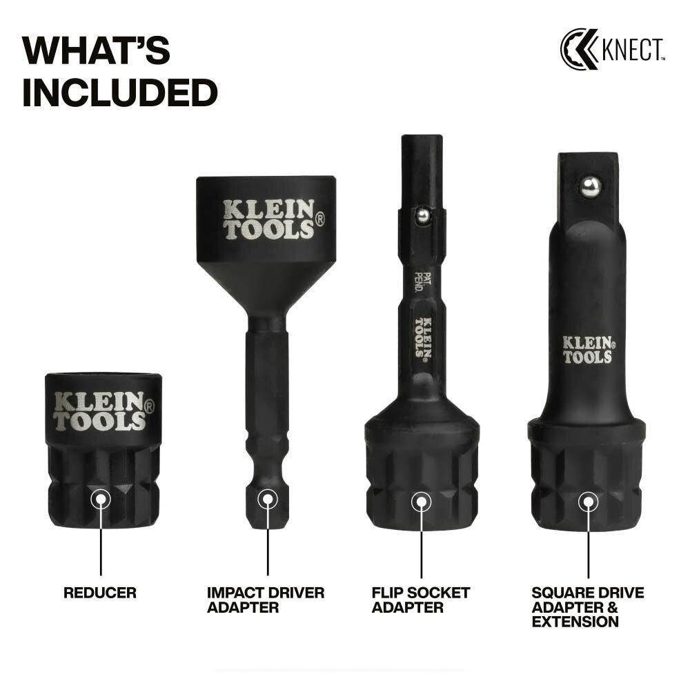 Klein 65KADPM KNECT (M) Impact Socket Adapter Set for Versatile Driving Situations - 2