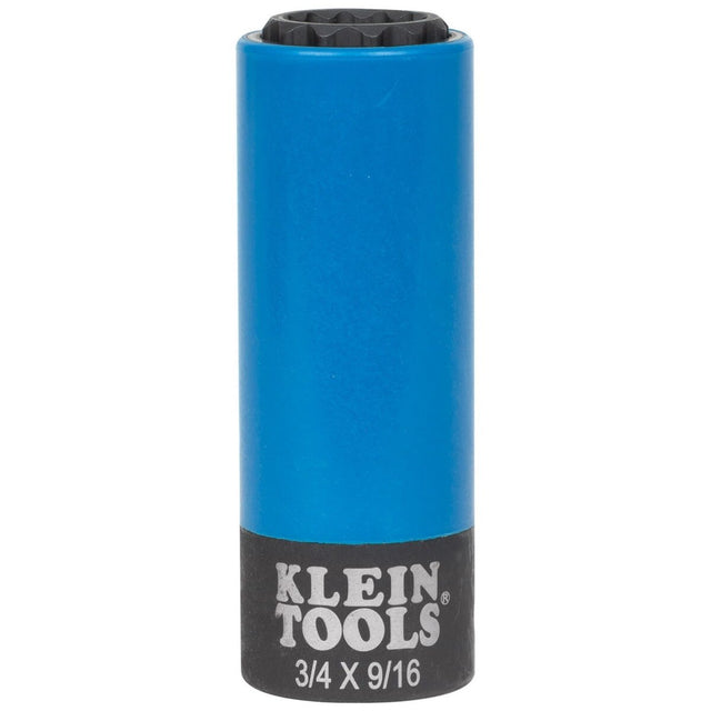 Klein 66030 2-in-1 Coated Impact Socket, 12-Point, 3/4 and 9/16-Inch (Each)