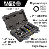 Klein 66050E 2-in-1 Metric Impact Socket Set, 12-Point (5 Piece) - 2