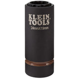 Klein 66052E 2-in-1 Metric 12-Point Impact Socket, 24 x 19 mm, 1/2 in. Drive