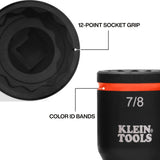 Klein 66055 2-in-1 Impact Flip Socket Set for Linemen with Color ID Bands (5 Piece) - 3