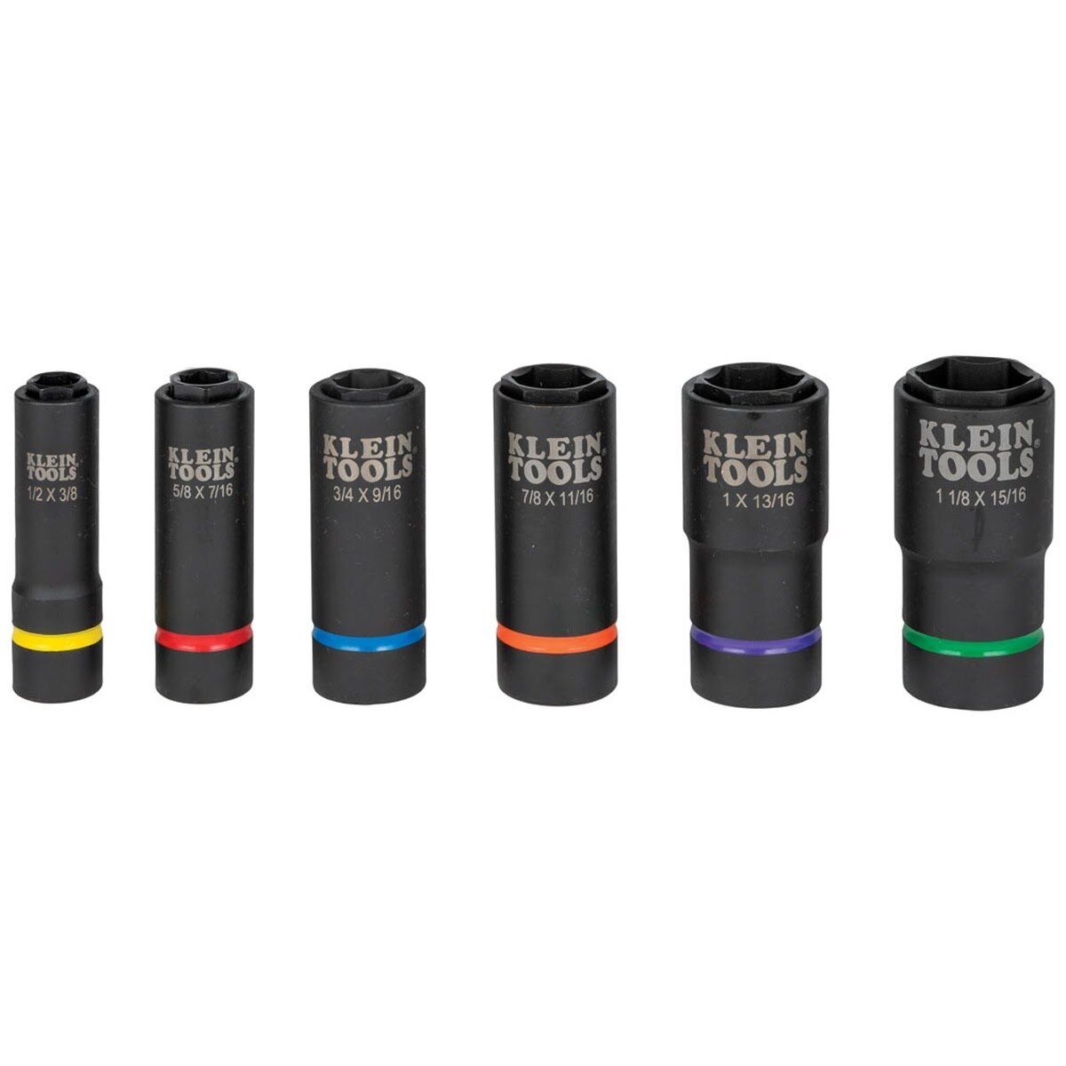 Klein 66060 2-in-1 Impact Socket Set, 6-Point, Deep 1/2 in. Drive (6 Piece) - 3