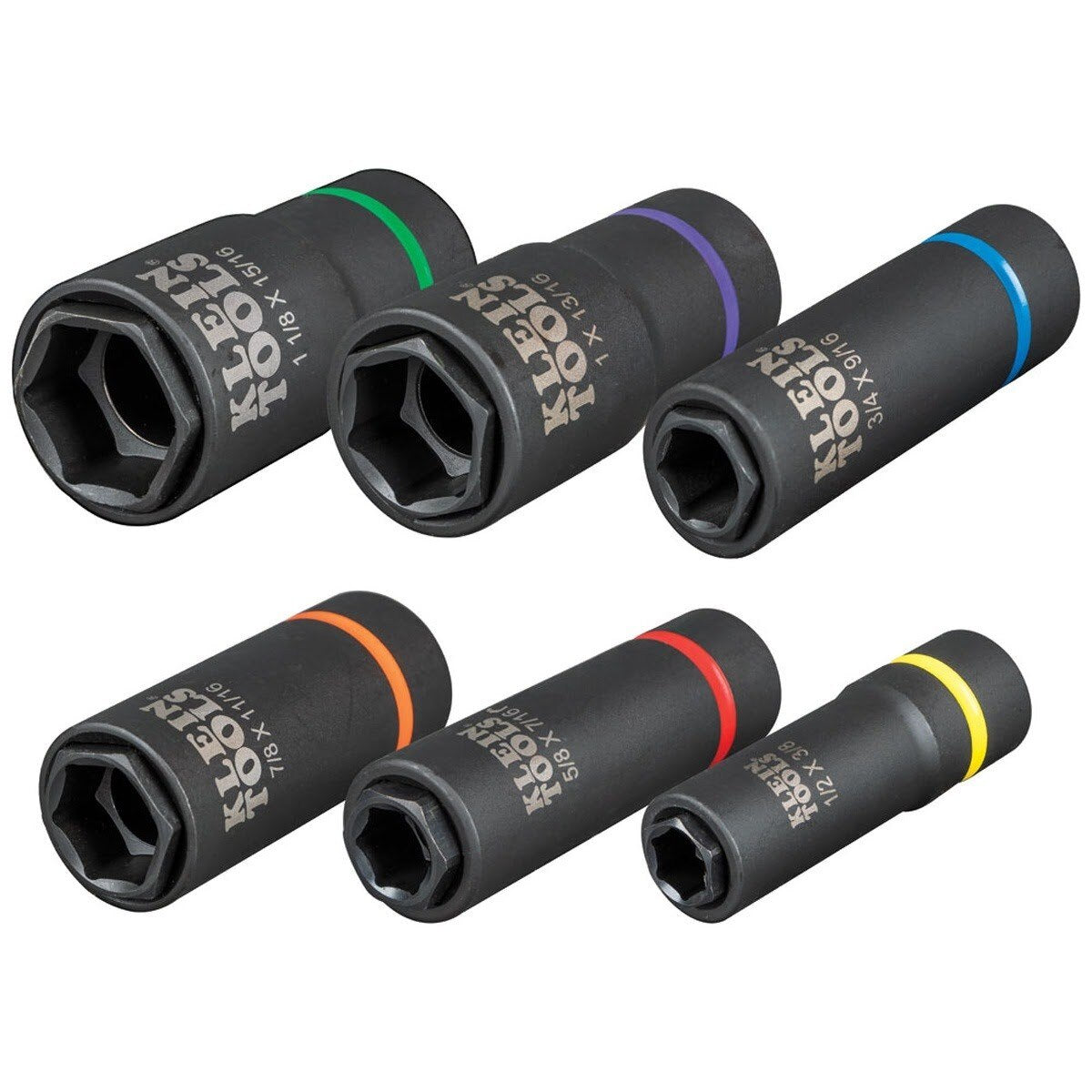 Klein 66060 2-in-1 Impact Socket Set, 6-Point, Deep 1/2 in. Drive (6 Piece) - 4