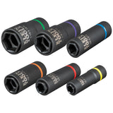 Klein 66060 2-in-1 Impact Socket Set, 6-Point, Deep 1/2 in. Drive (6 Piece) - 4