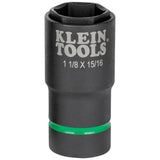 Klein 66066 2-in-1 6-Point Impact Socket, 1-1/8 in. x 15/16 in., 1/2 in. Drive