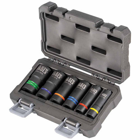 Klein 66090 2-In-1 Slotted Impact Socket Set, 12-Point, 6-Piece