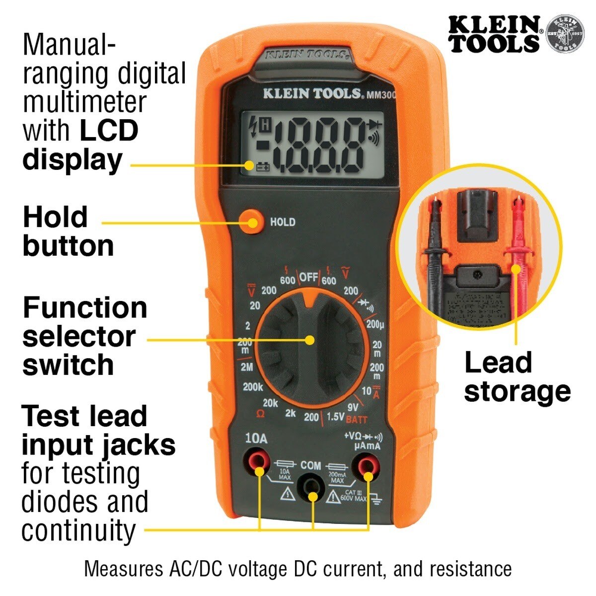 Klein 69149P Electrical Test Kit with MM300 Multimeter, NCVT-1P Non-Contact Voltage Tester and RT105 Receptacle Tester - 2