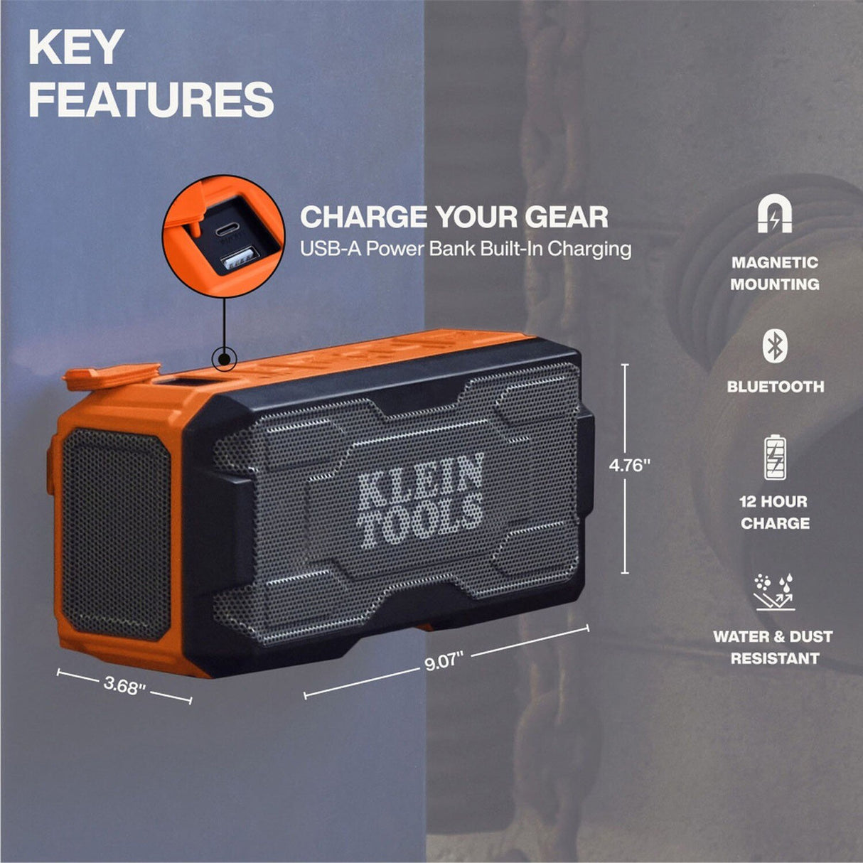 Klein 69365MB MODbox Bluetooth Jobsite Speaker with IP67, 30W Output and Power Bank - 5