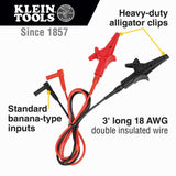 Klein 69381 Heavy-Duty Alligator Clip Test Leads, 3' - 6