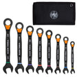 Klein 69508 SAE Ratcheting Combination Slide-Lock Wrench Set 5/16 in. to 3/4 in. with Roll Pouch (8 Piece)