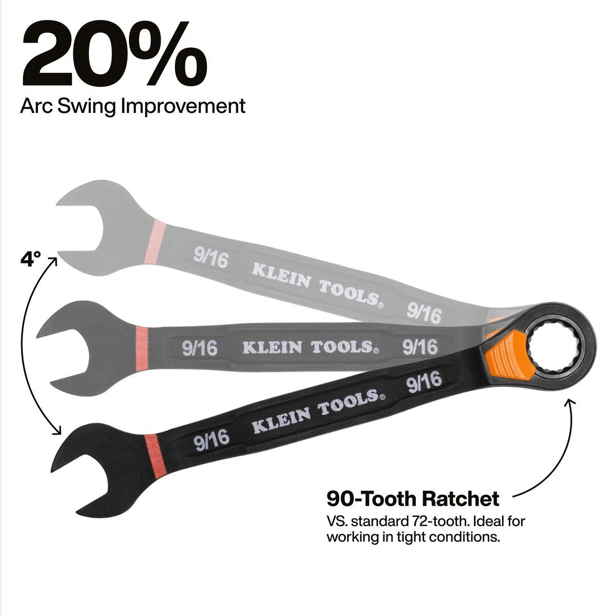 Klein 69508 SAE Ratcheting Combination Slide-Lock Wrench Set 5/16 in. to 3/4 in. with Roll Pouch (8 Piece) - 3