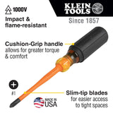 Klein 6956INS Slim-Tip 1000V Insulated #1 Phillips Screwdriver, 6-Inch Round Shank - 2