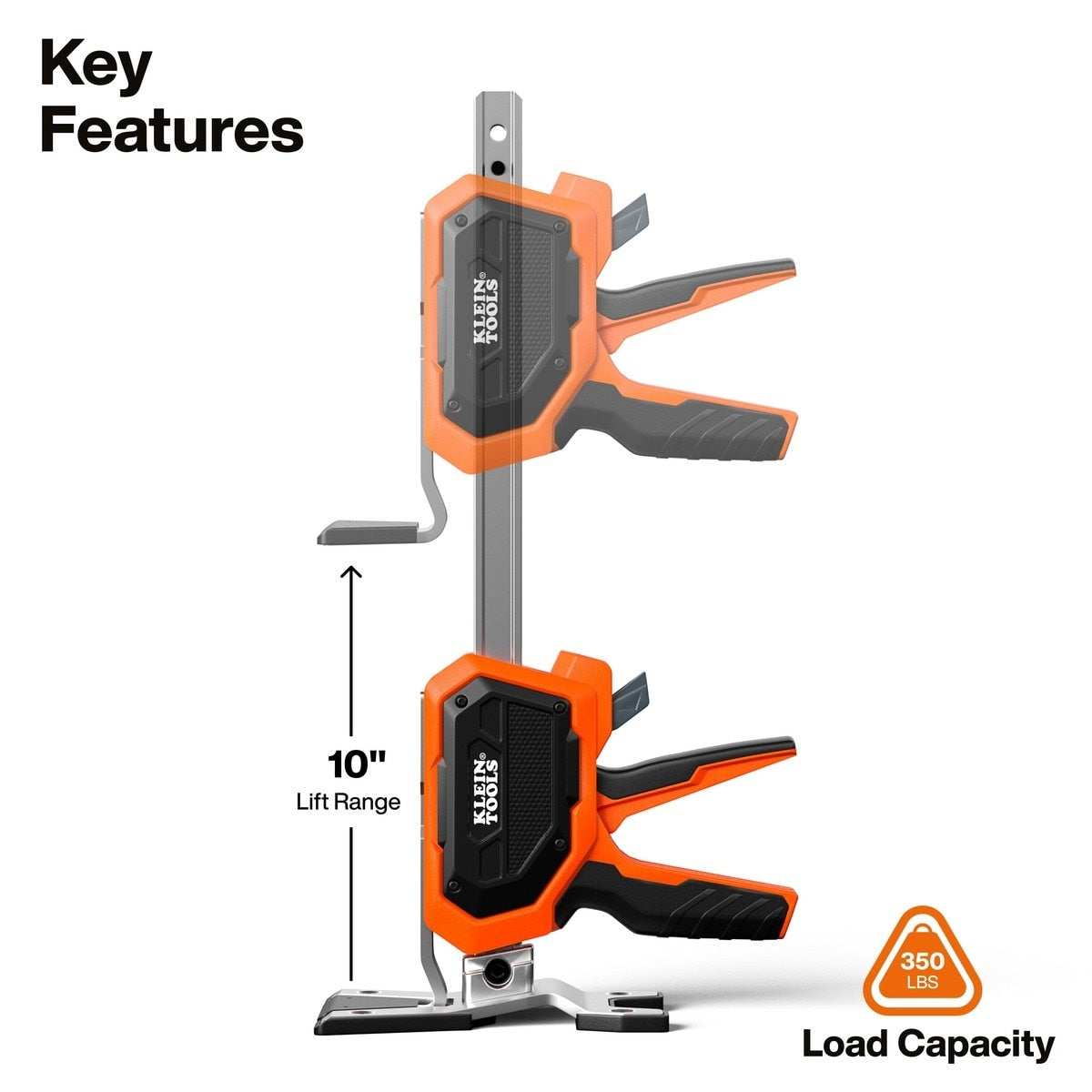 Klein 77000 Heavy-Duty Construction Jack with 10" Lift Range and 350 lb Load Capacity - 2
