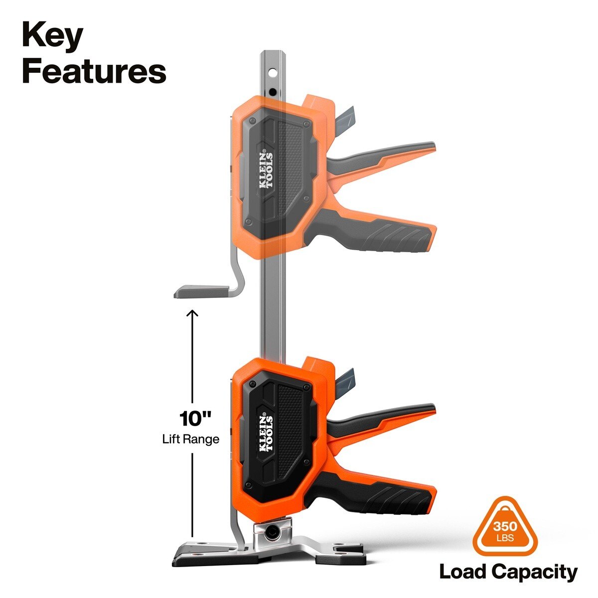 Klein 77000 Heavy-Duty Construction Jack with 10" Lift Range and 350 lb Load Capacity - 2