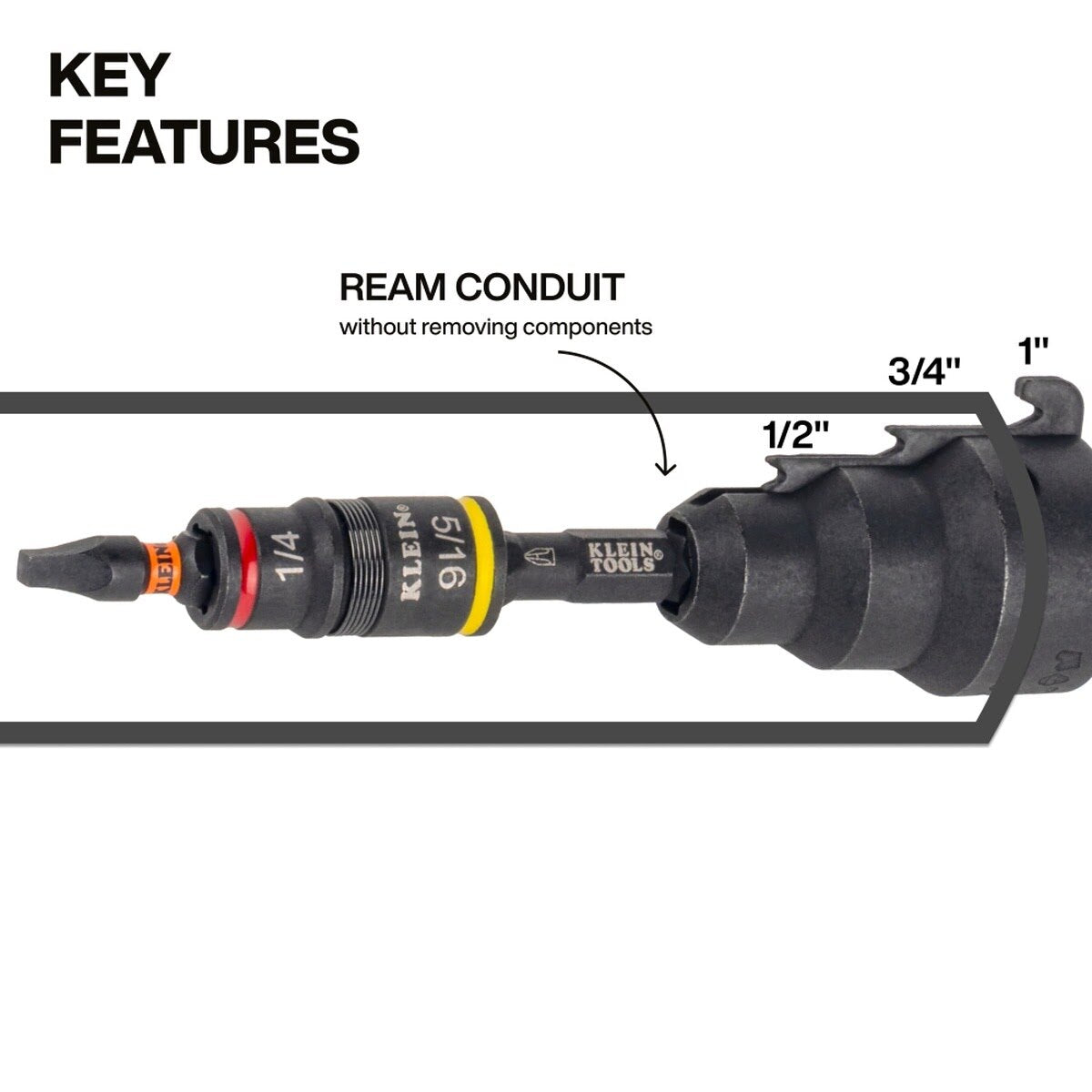 Klein 85091HD Impact-Rated Flip Socket Conduit Reamer - 3