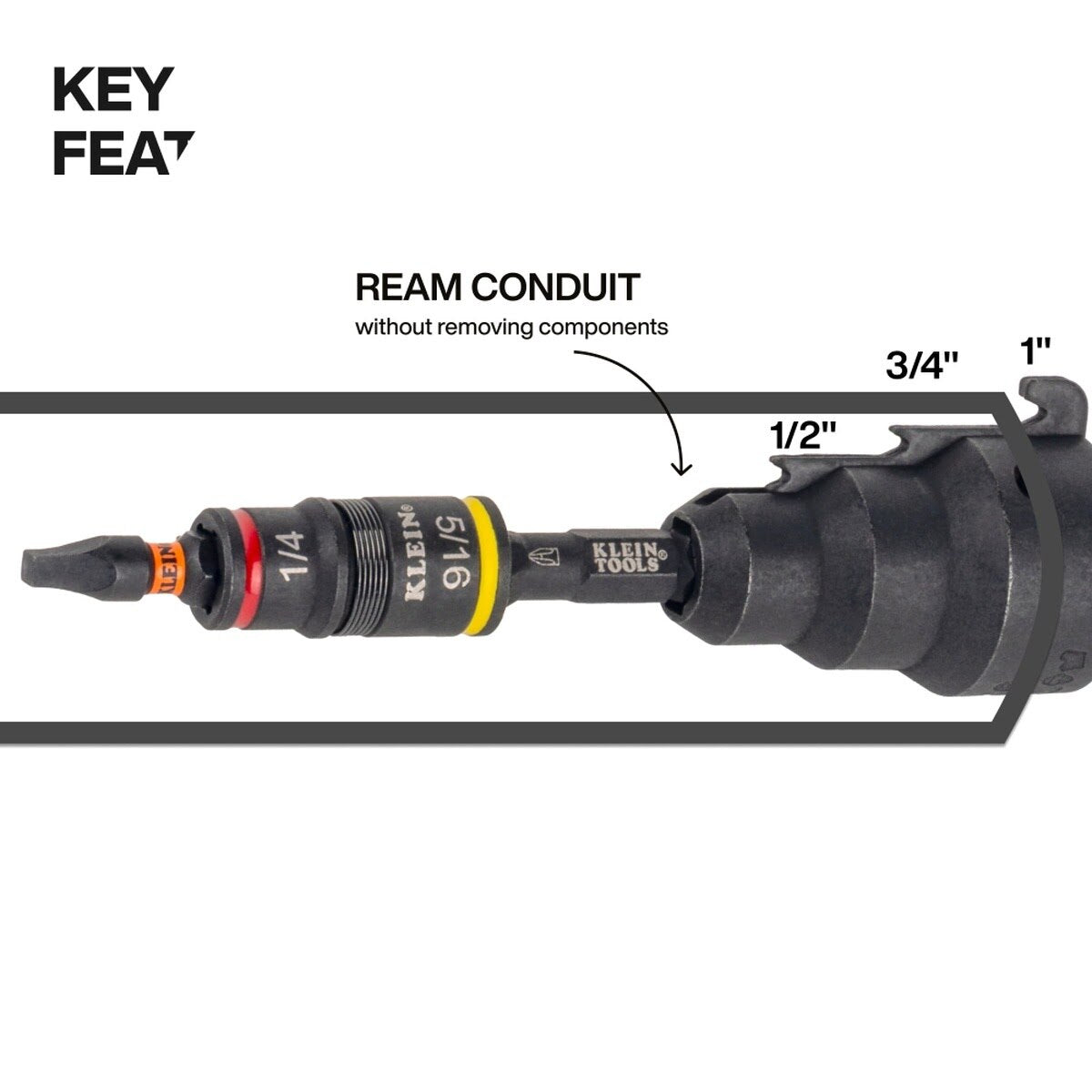 Klein 85191HD Impact-Rated Flip Socket Conduit Reamer Driver - 3