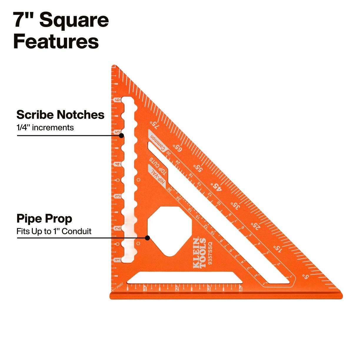 Klein 93547SQVP 4-1/2" and 7" Trim and Rafter Square Kit with Laser Etched Markings (2 Piece) - 2