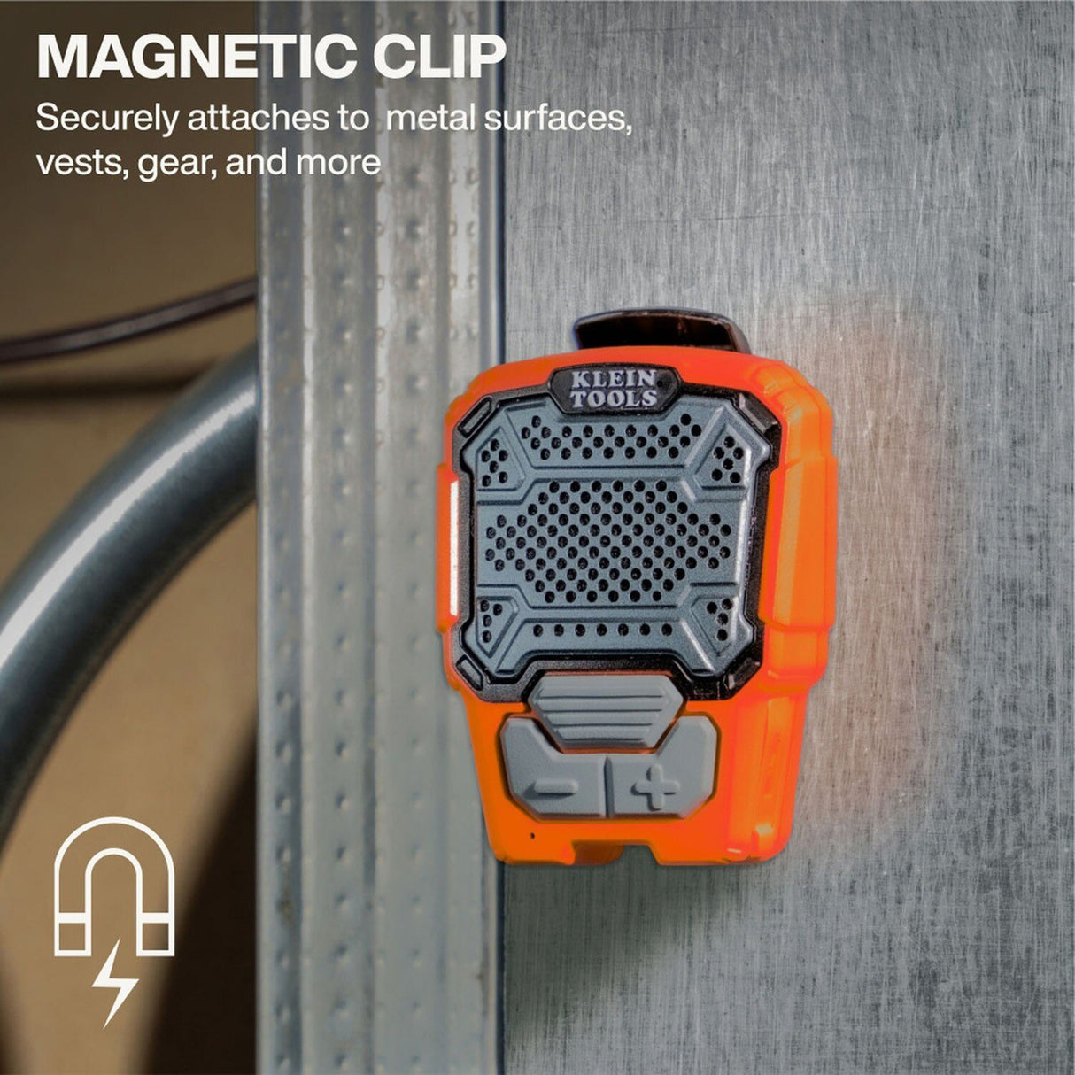 Klein AEPWS1 Wearable Bluetooth Speaker with Magnetic Clip and IP67 Jobsite Design - 4