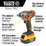 Klein BAT20CW1 Battery-Operated Compact Impact Wrench, 1/2-Inch Detent Pin, Full Kit (2 Batteries) - 2