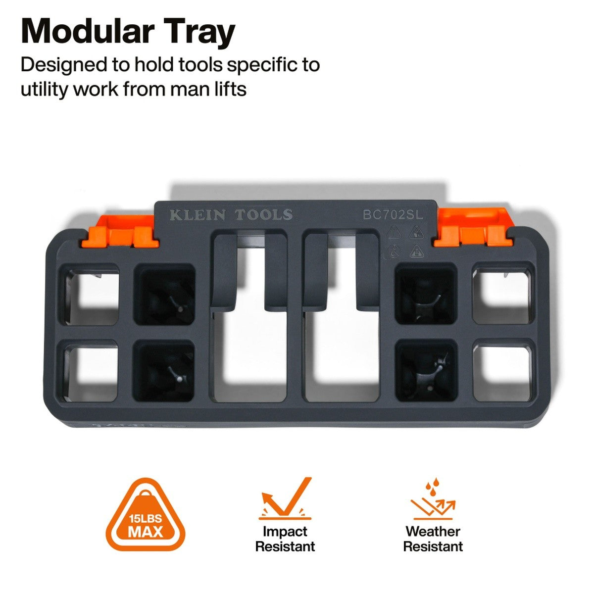 Klein BC702SL Tool Holder Module for Bucket Work Center Rail System 9 in. High Impact Plastic Storage (1 Pack) - 3
