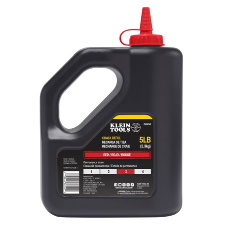 Klein CHLK5R 5 lb Red Chalk Refill Bottle for Chalk Line Reels Fade and Water Resistant