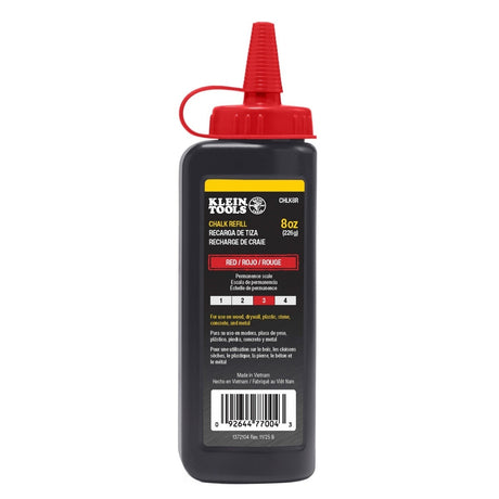Klein CHLK8R 8 oz Red Chalk Refill Bottle Water and Fade Resistant for Chalk Reels