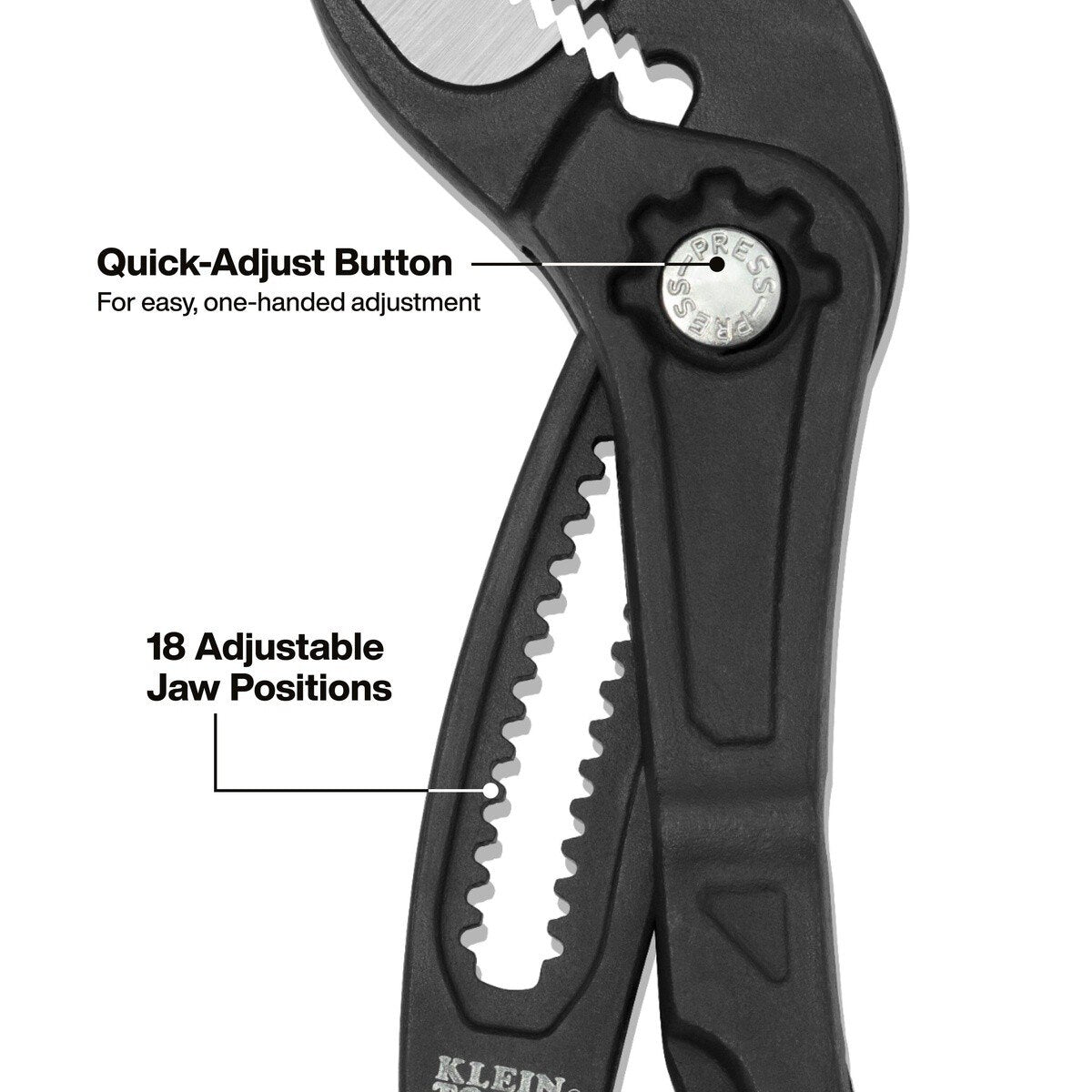 Klein D50512BS 12" Straight Jaw Quick Adjust Pump Pliers with Directional Teeth - 3