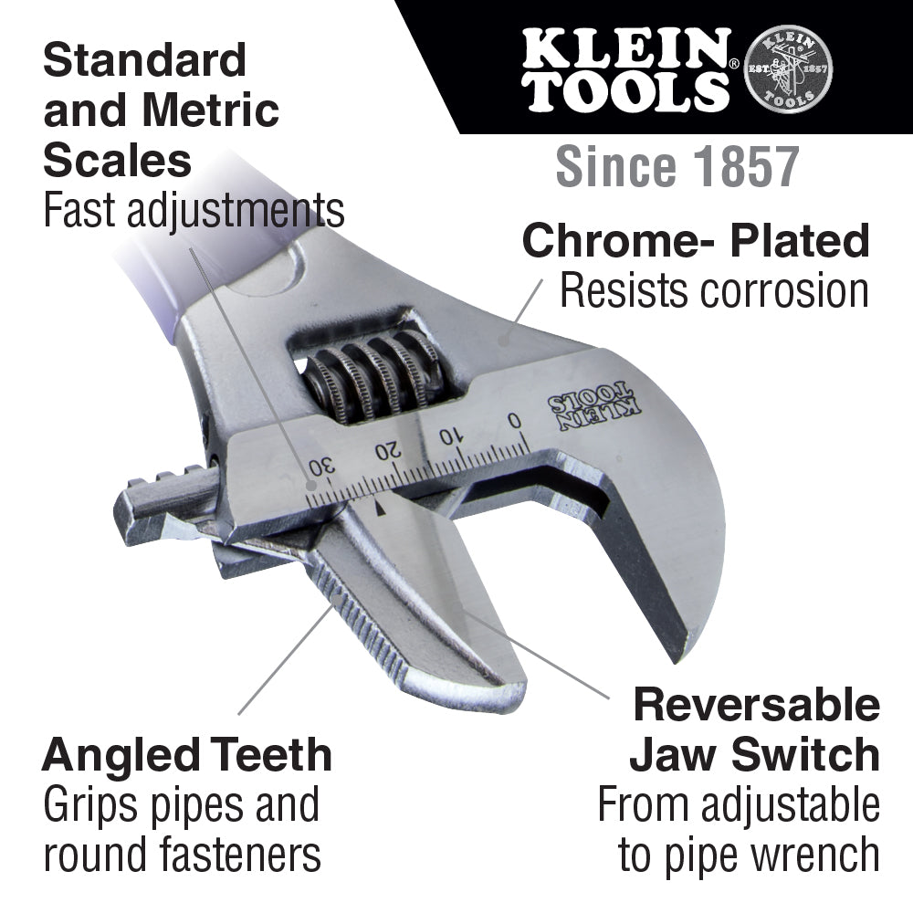 Klein D86930 Reversible Jaw/Adjustable Pipe Wrench, 10" - 3