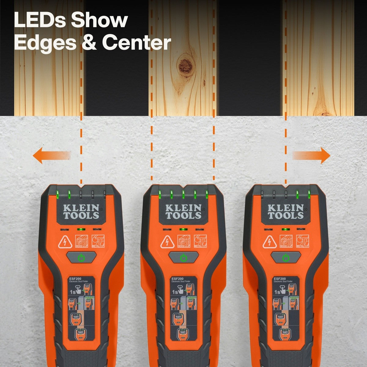 Klein ESF200 Multi-Scan Center and Edge Stud Finder with Live Wire Detection (2 AAA Batteries) - 5
