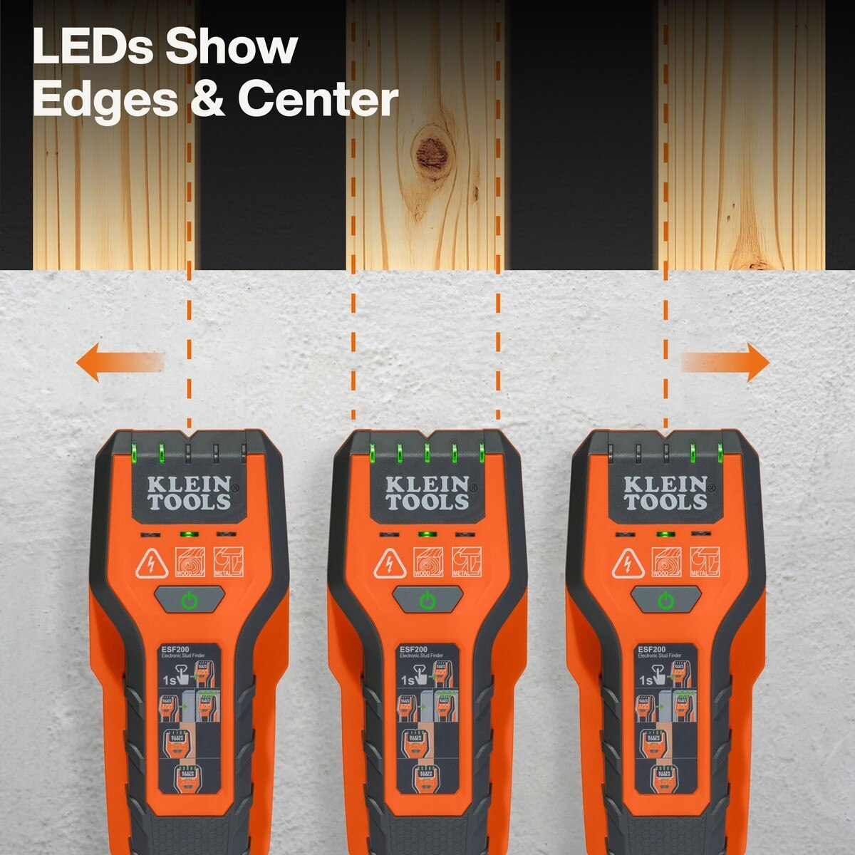 Klein ESF200 Multi-Scan Center and Edge Stud Finder with Live Wire Detection (2 AAA Batteries) - 5