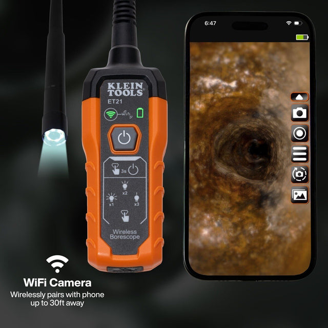 Klein ET21 WiFi Inspection Borescope with 5 ft Cable and 5.5mm Camera (1 Pack)