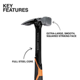 Klein H80920S Smooth Face Steel Claw Hammer, 20-Ounce - 2