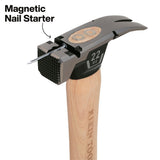 Klein H80922H 22 oz Milled Face Hickory Handle Claw Hammer with Magnetic Nail Starter - 4