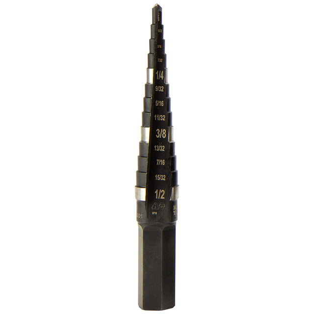 Klein KTSB01 Step Drill Bit Double-Fluted #1, 1/8 to 1/2"