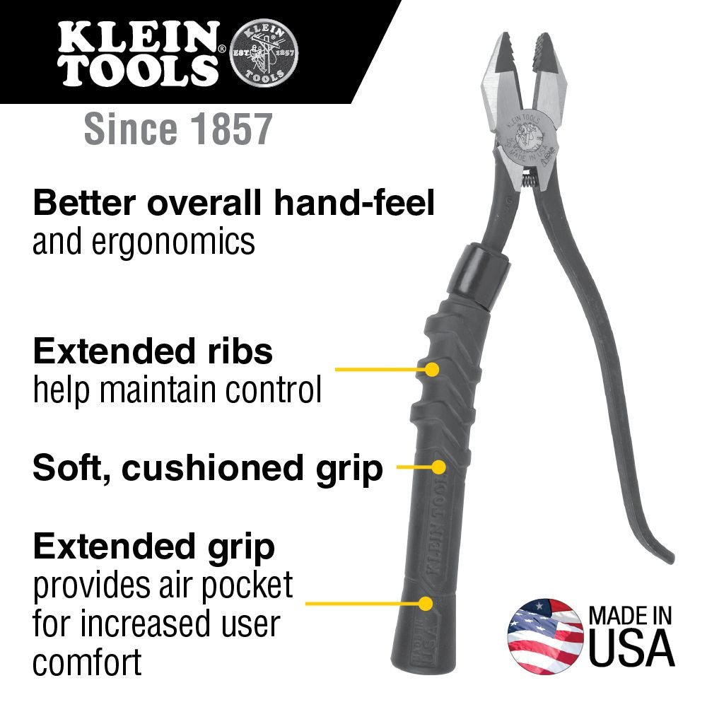 Klein M2017CSTA Slim-Head Ironworker's Pliers Comfort Grip, Aggressive Knurl, 9" - 6