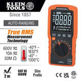 Klein MM450 Slim Digital Multimeter, TRMS Auto-Ranging, 600V, Temp - 3