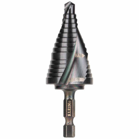 Klein Tools QRST11 Step Drill Bit, Quick Release, Spiral Flute, 7/8 to 1-1/8-Inch