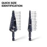 Klein QRST2S Step Drill Bit Set, Quick-Release, Straight, Double Fluted (3 Piece) - 3