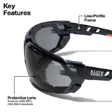 Klein Tools 03609 Low Profile Gasket Safety Glasses with Gray Lens and Removable Strap - 2